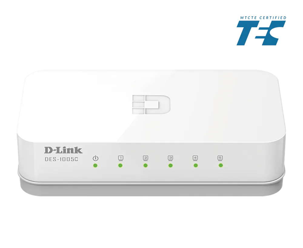 D-Link DES-1005C 5-Port 10/100Mbps Ethernet Unmanaged Switch - متجر TT Tab للتقنيات الحديثة