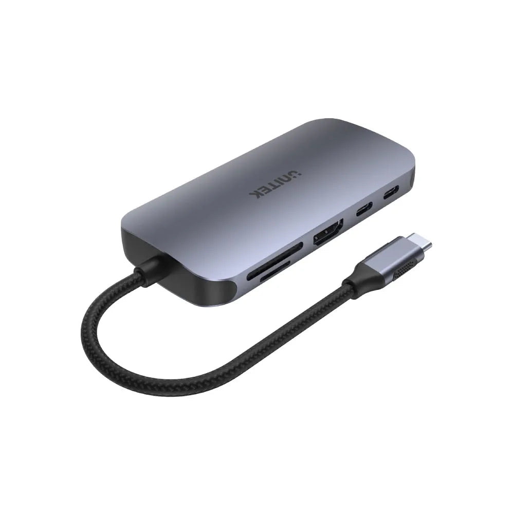 Unitek D1071A uHUB N9+ 9-in-1 USB-C RJ45 1Gb HDMI 100W PD and Dual Card Reader - متجر TT Tab للتقنيات الحديثة