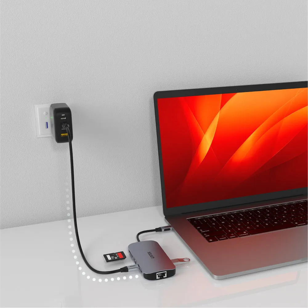 Unitek D1071A uHUB N9+ 9-in-1 USB-C RJ45 1Gb HDMI 100W PD and Dual Card Reader - متجر TT Tab للتقنيات الحديثة