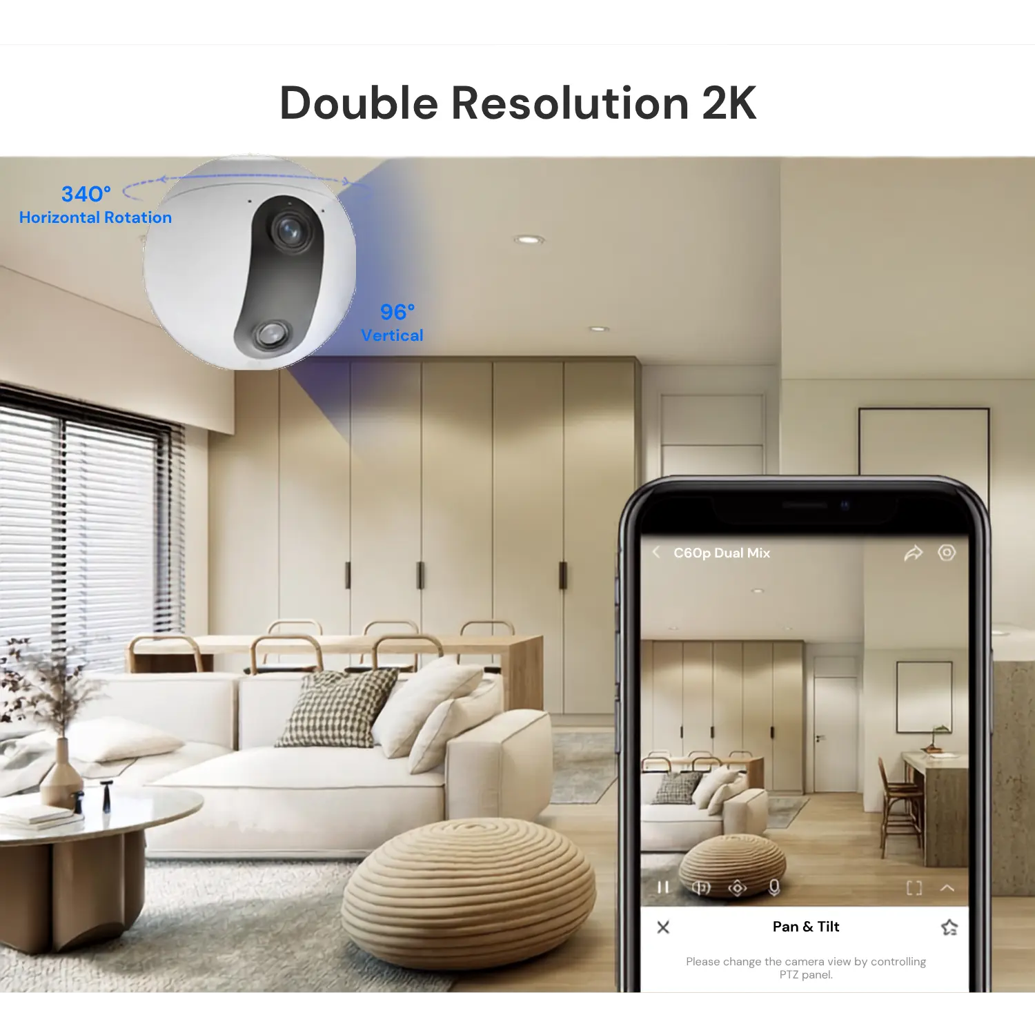 EZVIZ C60p Dual Mix 2K Dual-Lens 360° Panoramic Wi-Fi 6 Indoor Security Camera with Touch-to-Call - متجر TT Tab للتقنيات الحديثة
