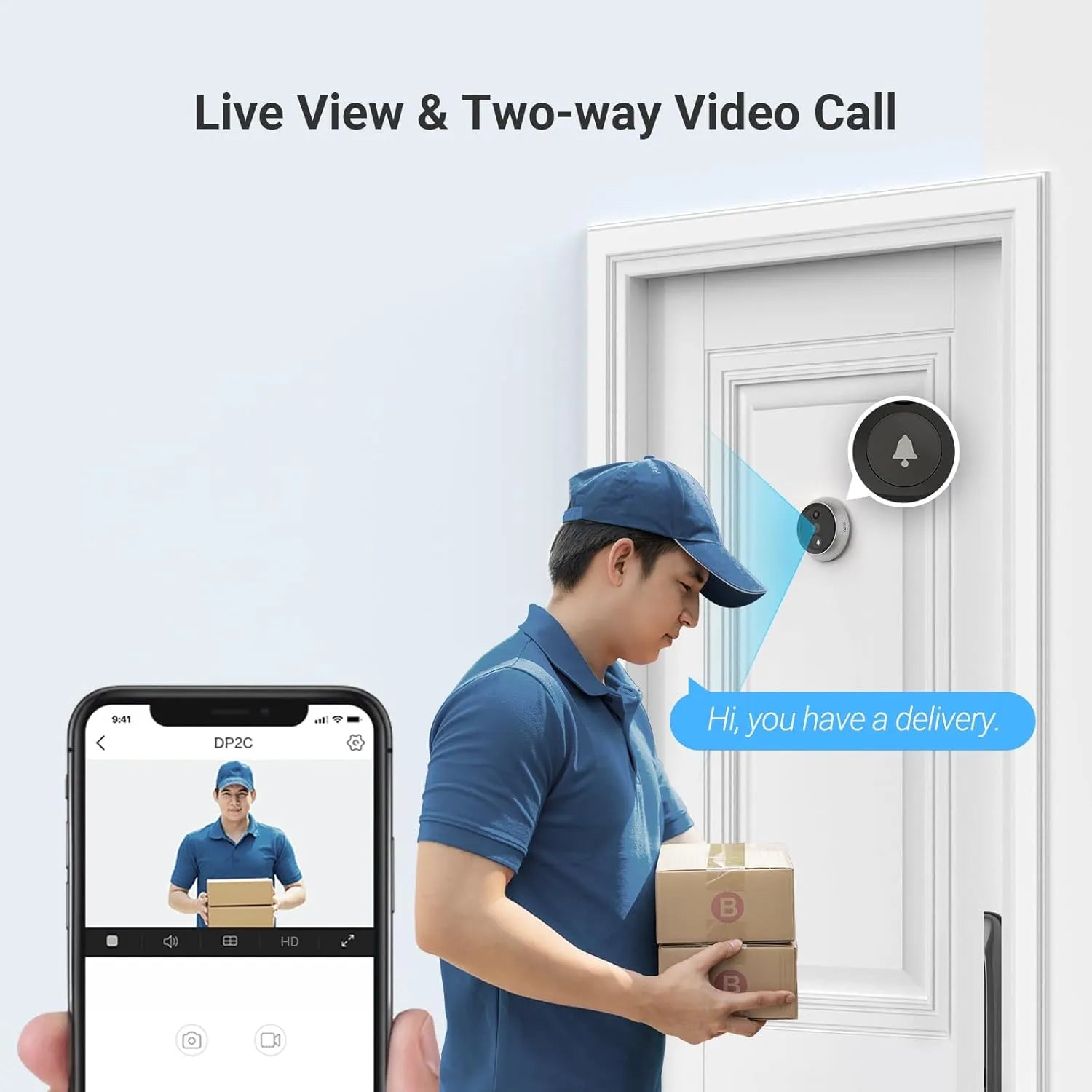EZVIZ DP2 2K 3MP Wire-Free Smart Peephole Doorbell with 4.3-Inch Color Touch Screen - متجر TT Tab للتقنيات الحديثة