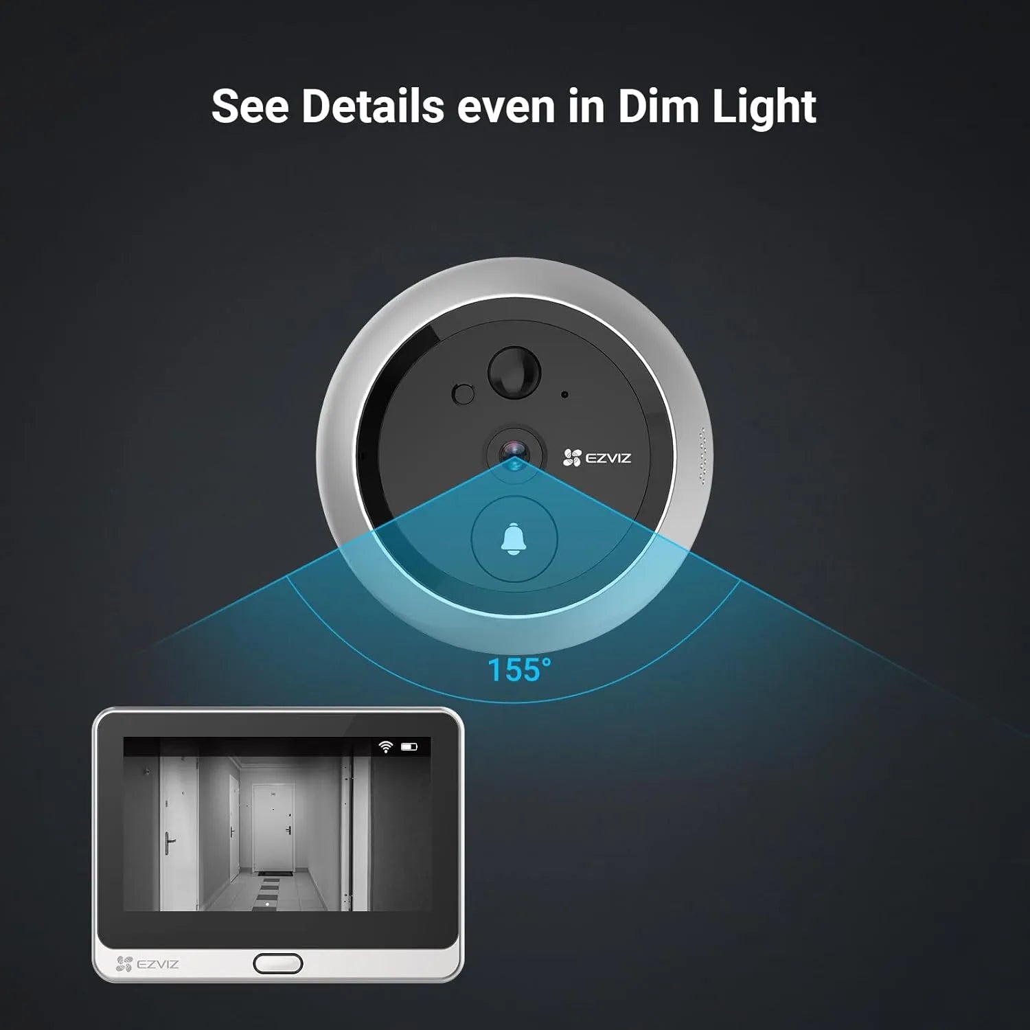 EZVIZ DP2 2K 3MP Wire-Free Smart Peephole Doorbell with 4.3-Inch Color Touch Screen - متجر TT Tab للتقنيات الحديثة