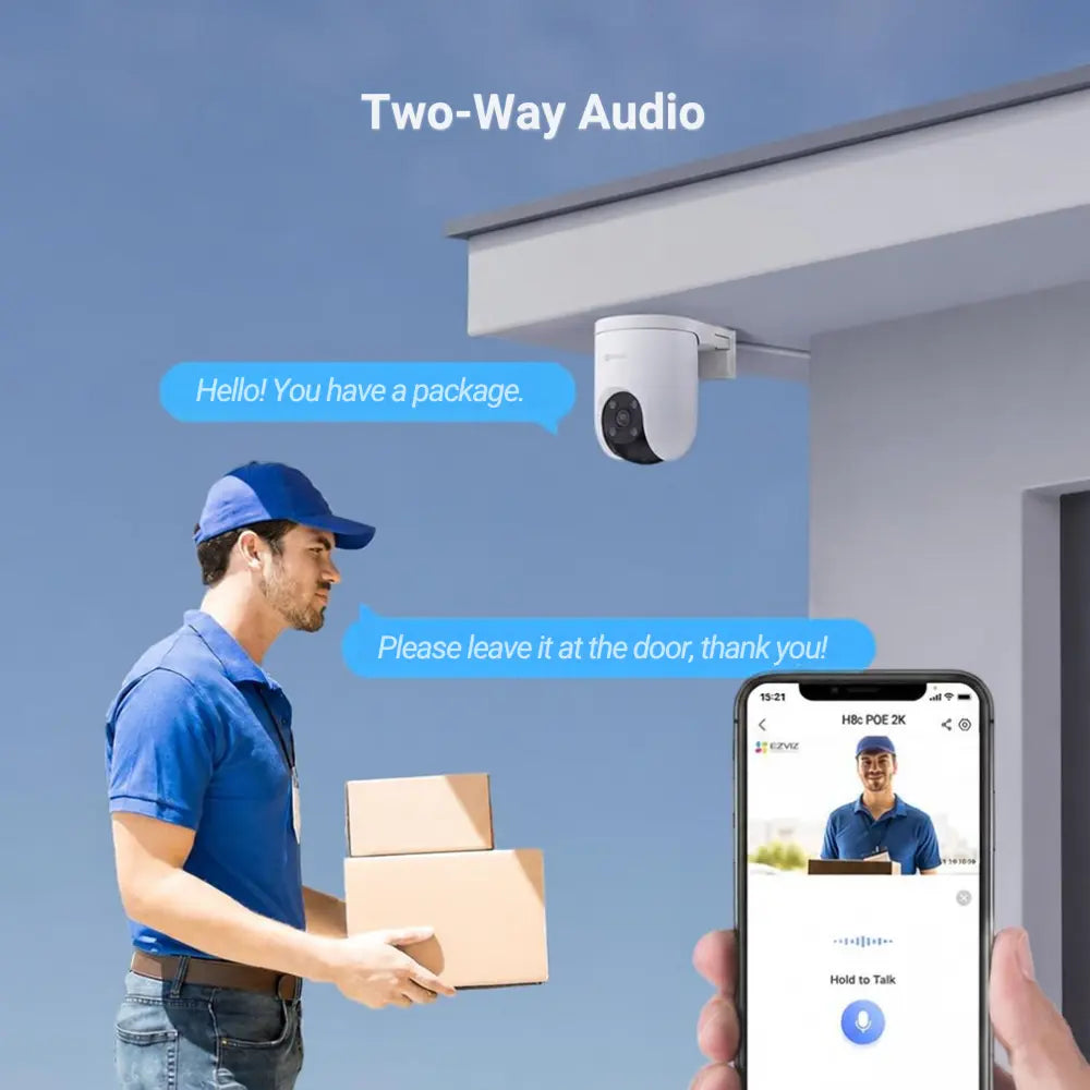 EZVIZ H8c PoE 2K 3MP Outdoor Pan/Tilt Security Camera with Color Night Vision - متجر TT Tab للتقنيات الحديثة