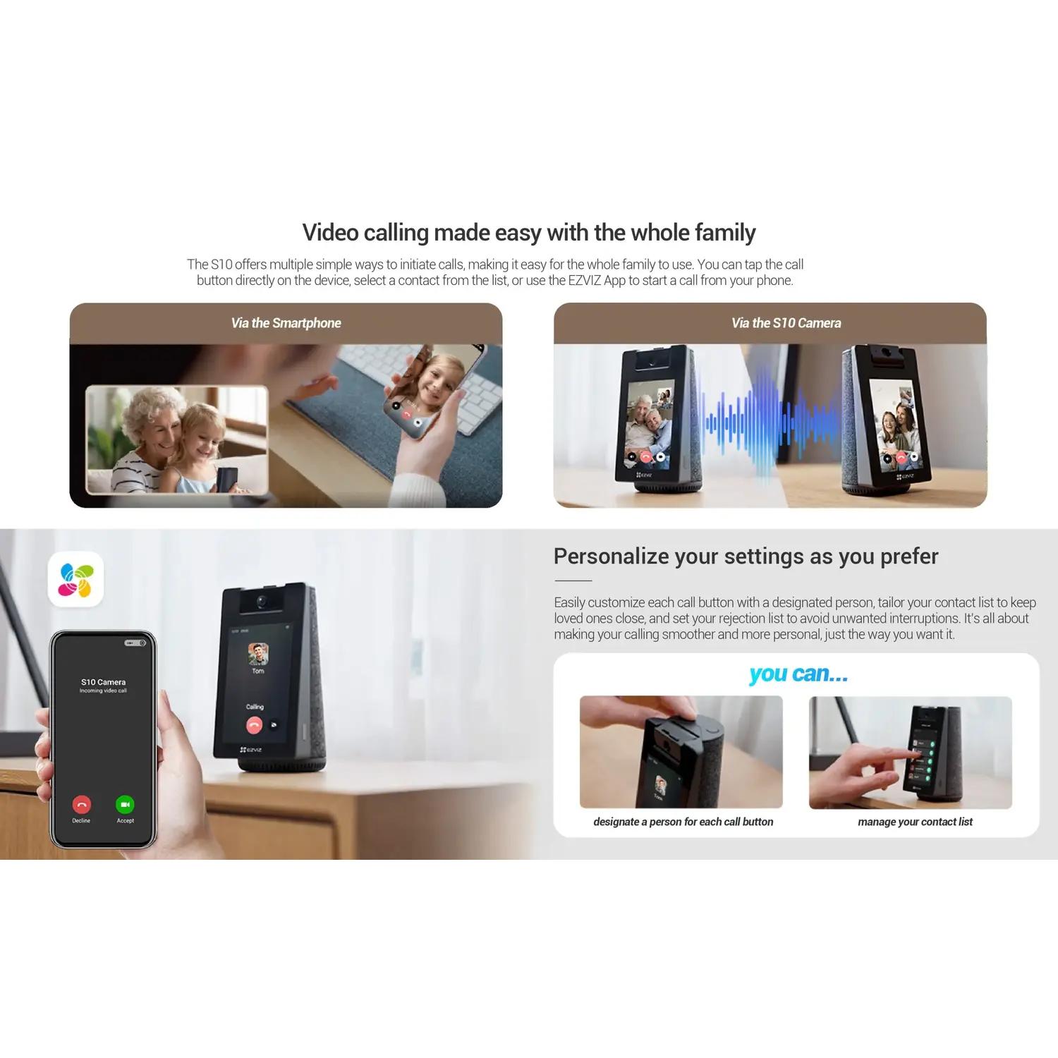 EZVIZ S10 2K+ Smart Video Calling Pan/Tilt Wi-Fi 6 Indoor Security Camera with Touchscreen - متجر TT Tab للتقنيات الحديثة