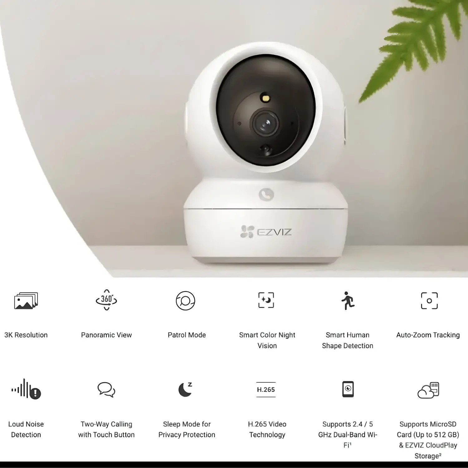 EZVIZ TY1 Pro 3K 5MP Pan/Tilt Dual-Band Wi-Fi Indoor Smart Camera with Touch-to-Call - متجر TT Tab للتقنيات الحديثة