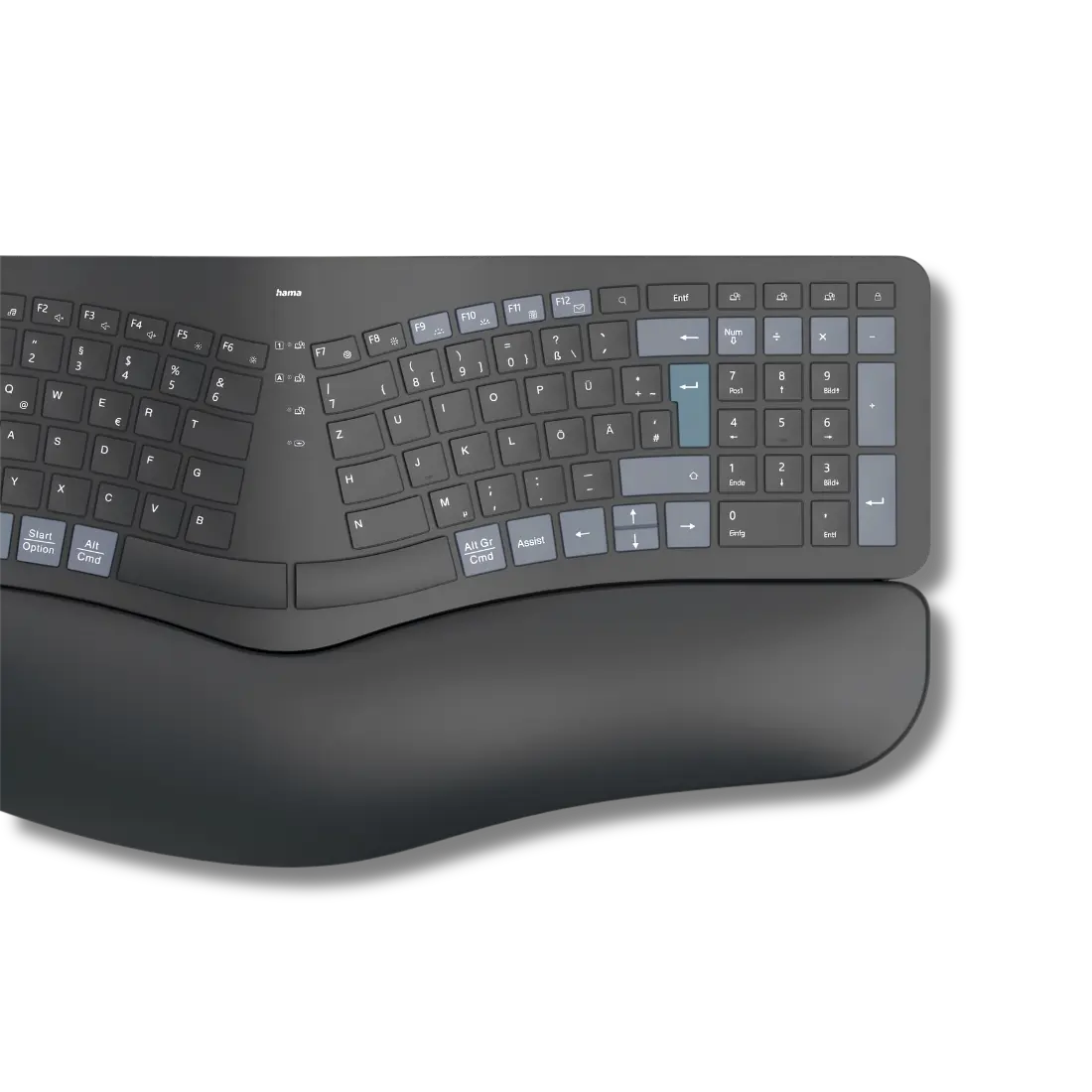 Hama WK-900 Ergo Multi-Device Wireless and Bluetooth Split Ergonomic Keyboard with Backlight - متجر TT Tab للتقنيات الحديثة