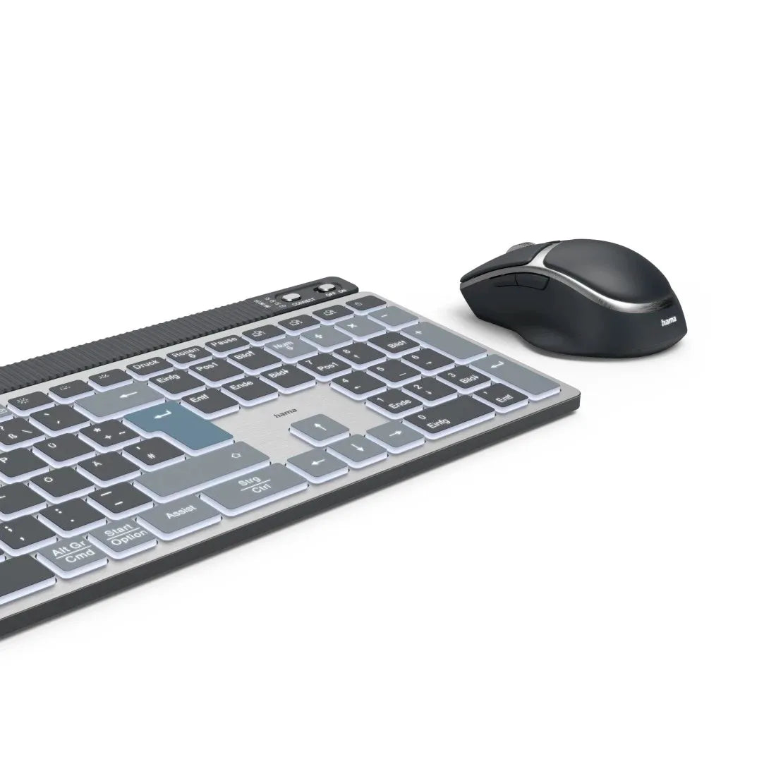 Hama WKM-750 Wireless Keyboard/ Mouse Set Multi-Device Pairing with Backlit - متجر TT Tab للتقنيات الحديثة