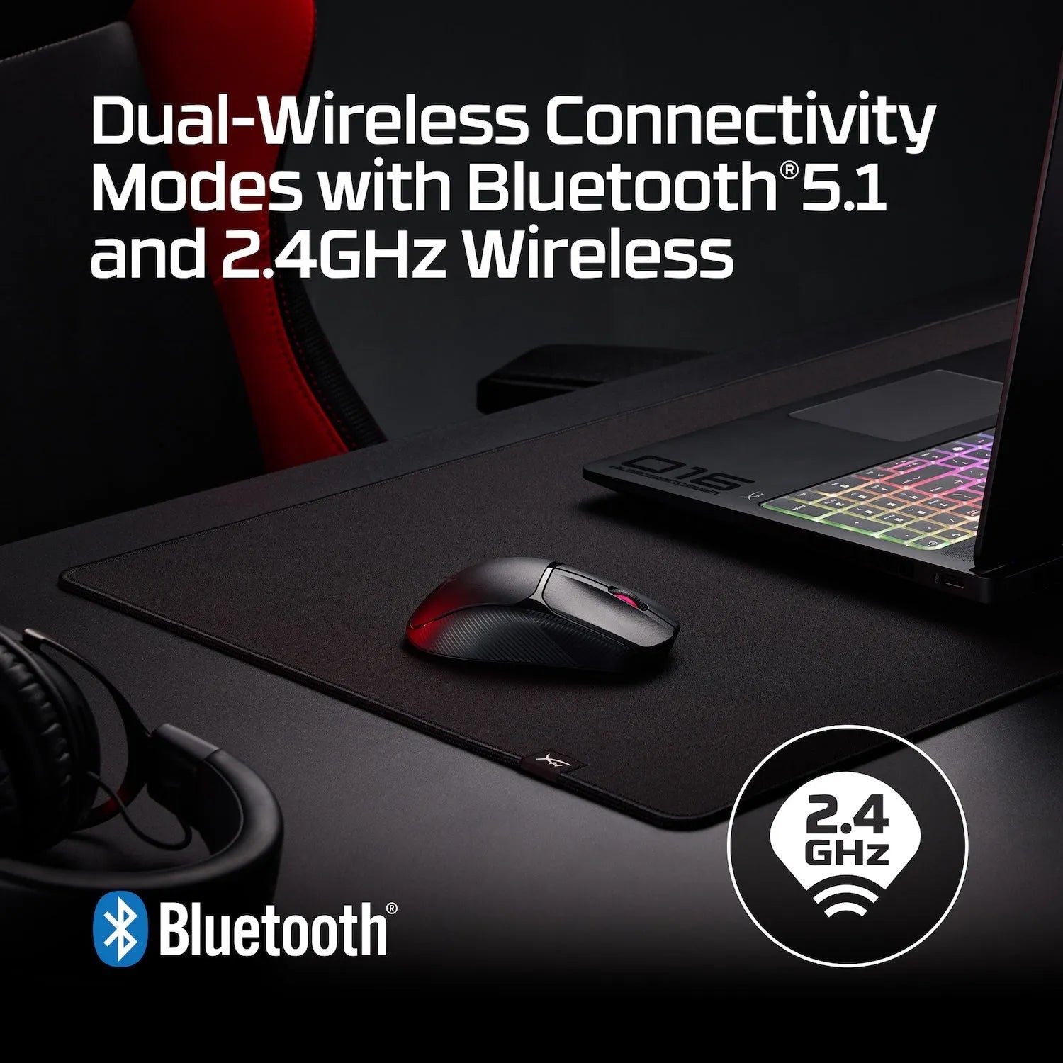 HyperX Pulsefire Fuse Wireless & Bluetooth Gaming Mouse with 12,000 DPI and Lightweight - متجر TT Tab للتقنيات الحديثة