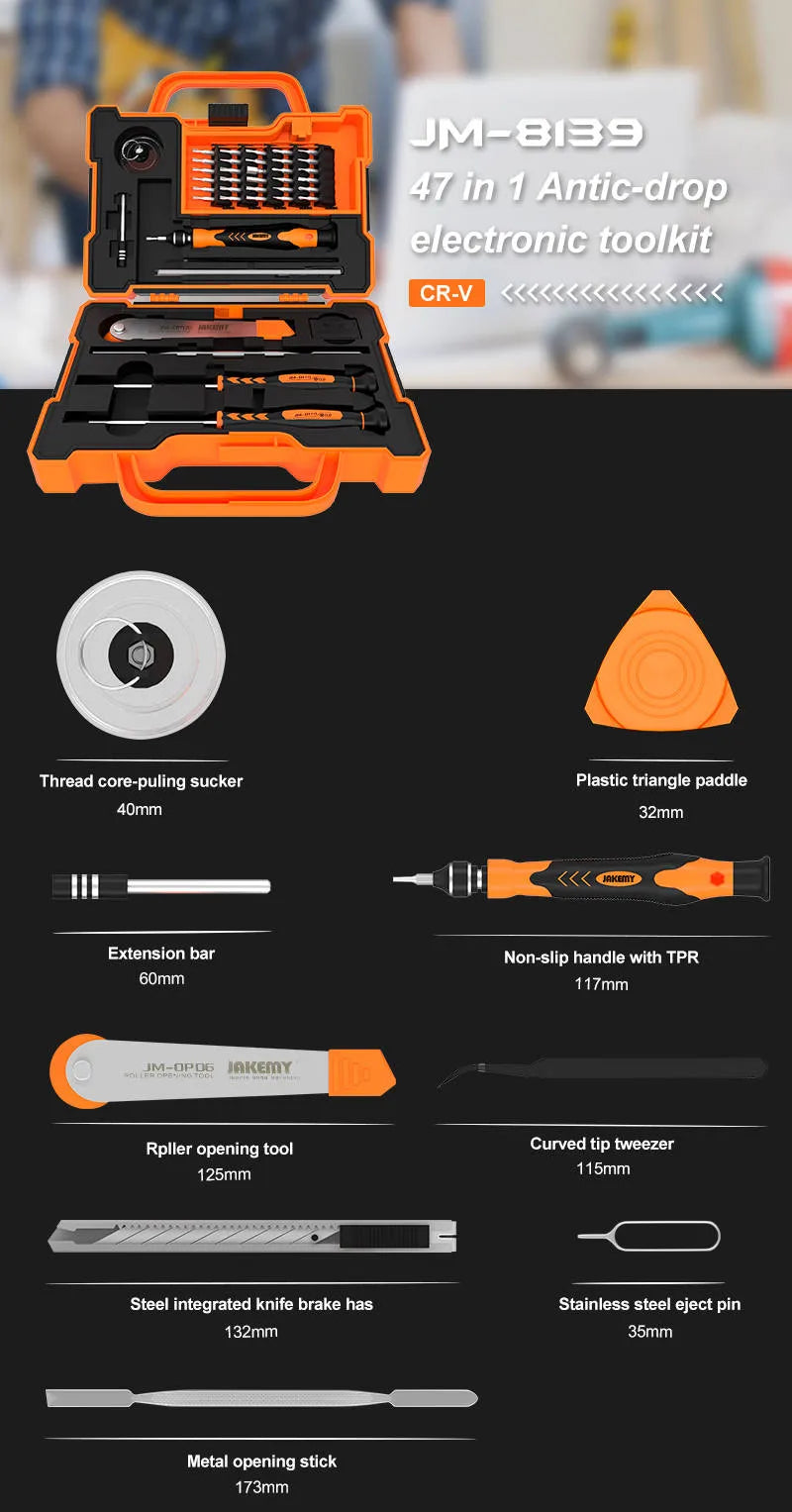 JM-8139 47 in 1 Precision Antic-Drop Cr-V Toolkit - للتقنيات الحديثة TT TAB متجر