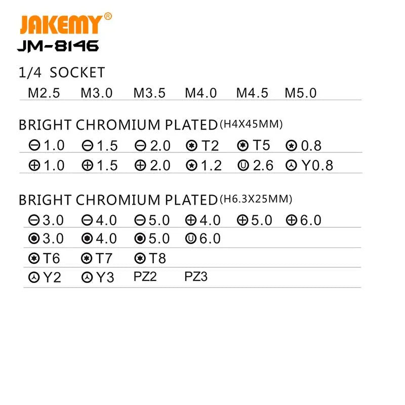Jakemy JM-8146 47 in 1 Household DIY Maintenance Toolkit - للتقنيات الحديثة TT TAB متجر