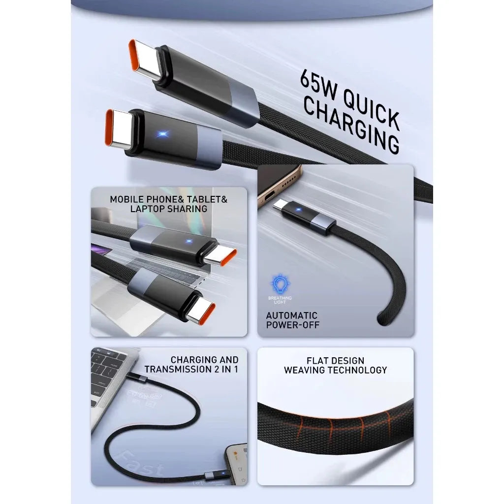 LDNIO USB-C to USB-C 65W Fast Charging Cable with Automatic Power-Off