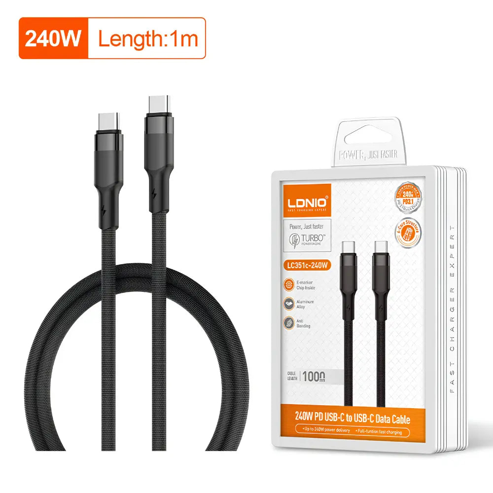 LDNIO LC351C-240W PD 3.1 USB-C to USB-C Charging Cable - متجر TT Tab للتقنيات الحديثة