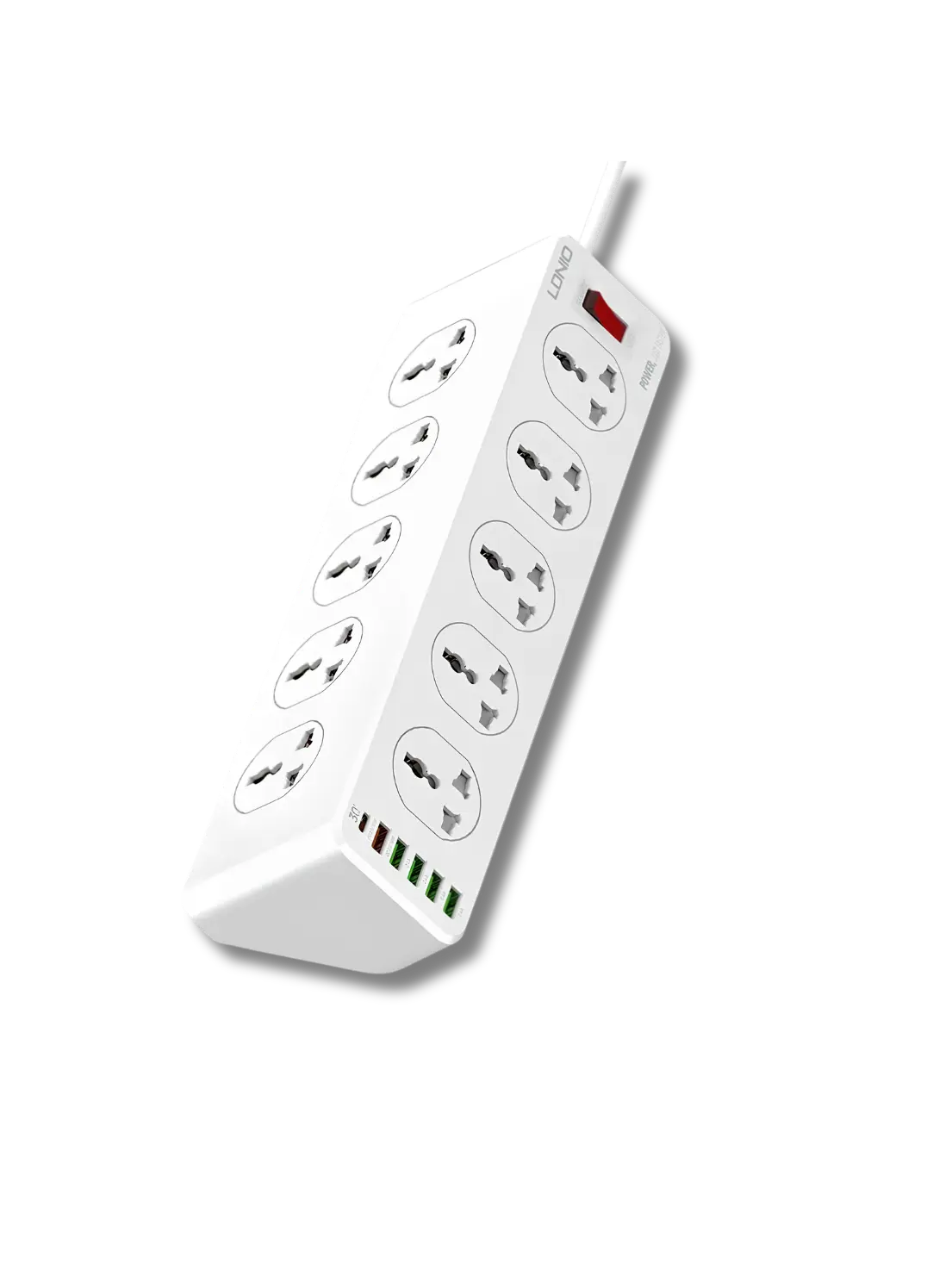 LDNIO SC10610 30W Power Strip with 10 Universal AC Outlets and 6 USB Charging Ports - متجر TT Tab للتقنيات الحديثة