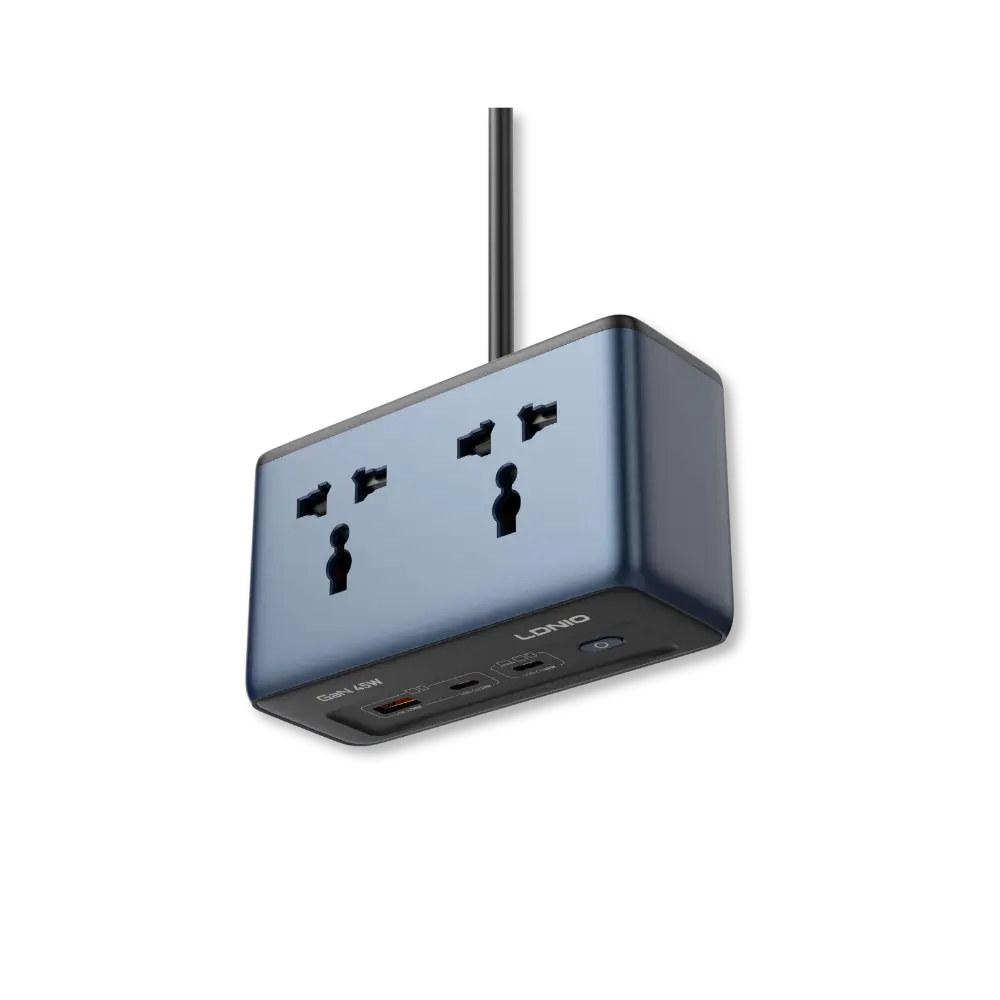 LDNIO SC1 45W GaN Desktop Power Strip with 2 Universal AC Outlets and USB-C & USB-A Charging - متجر TT Tab للتقنيات الحديثة