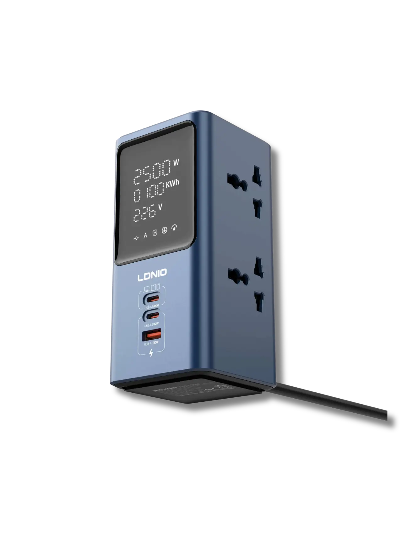 LDNIO SC2 45W Desktop LED Power Strip with 4 Universal AC Outlets, USB-C & USB-A Charging - متجر TT Tab للتقنيات الحديثة
