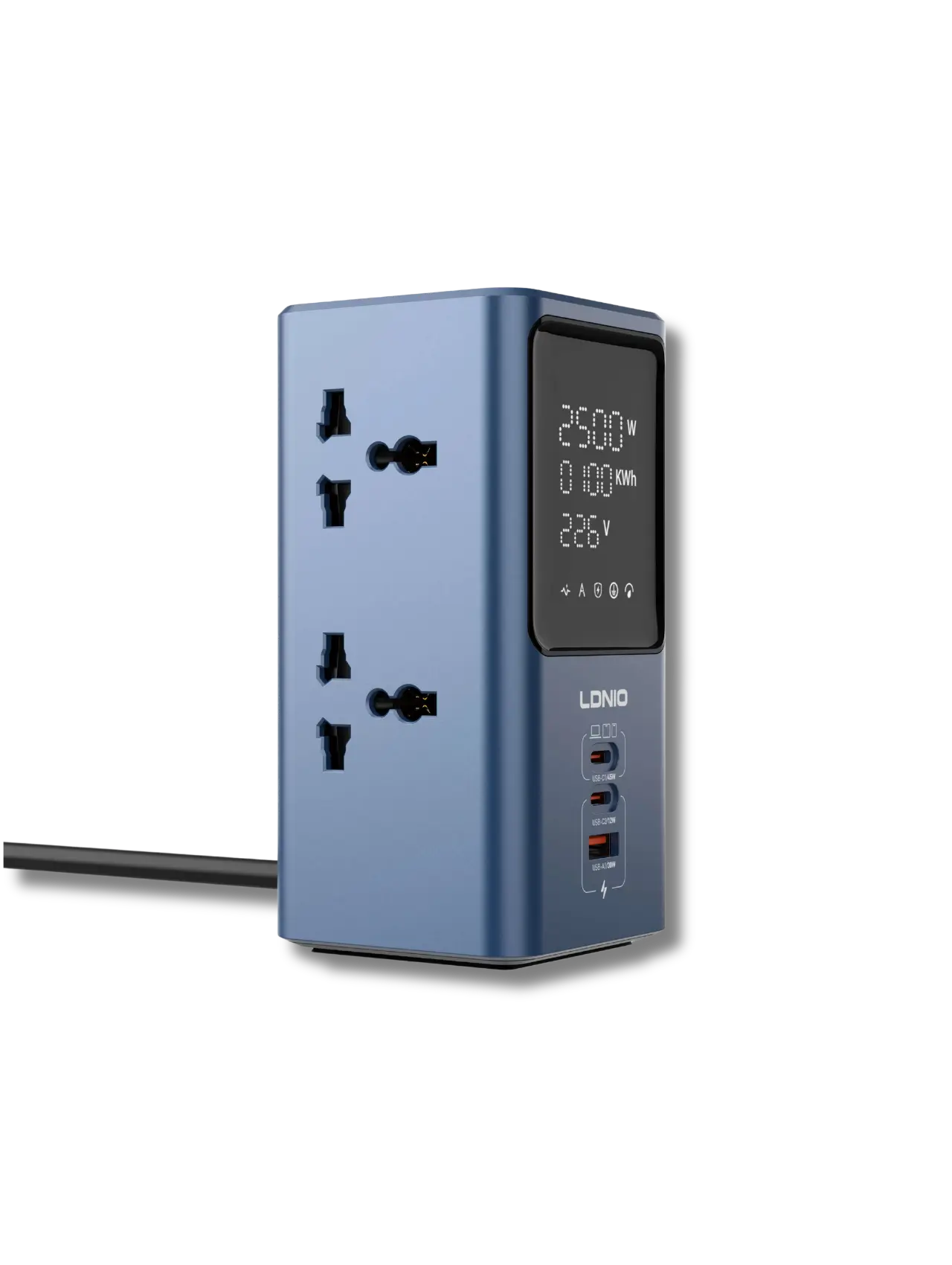 LDNIO SC2 45W Desktop LED Power Strip with 4 Universal AC Outlets, USB-C & USB-A Charging - متجر TT Tab للتقنيات الحديثة