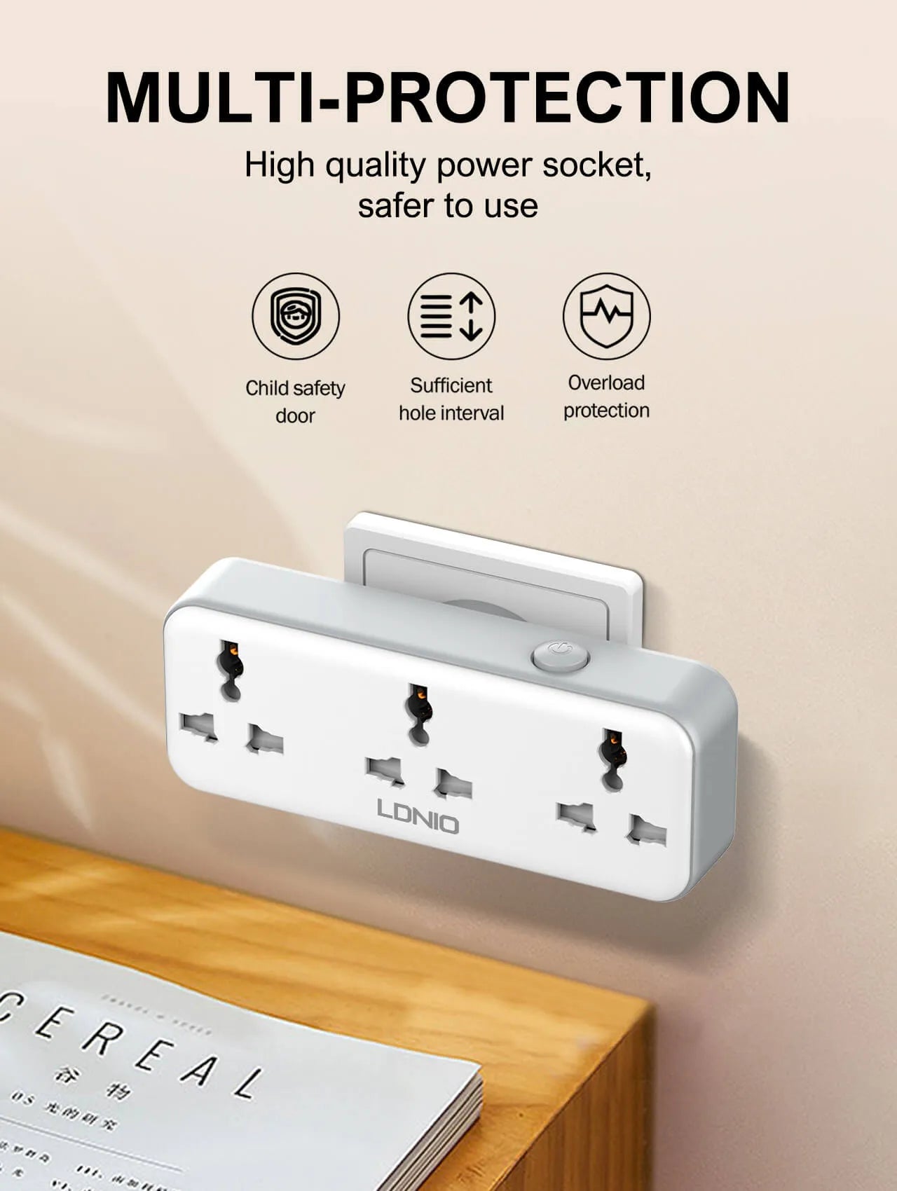 LDNIO SC3317 Rotatable Plug Power Expansion Socket with 3 AC Outlets and 30W USB-C & USB-A Charging - متجر TT Tab للتقنيات الحديثة