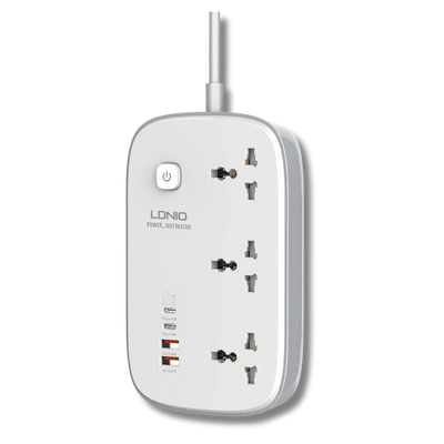 LDNIO SC3416 65W Power Strip with 3 Universal AC Outlets and 4 USB Charging Ports