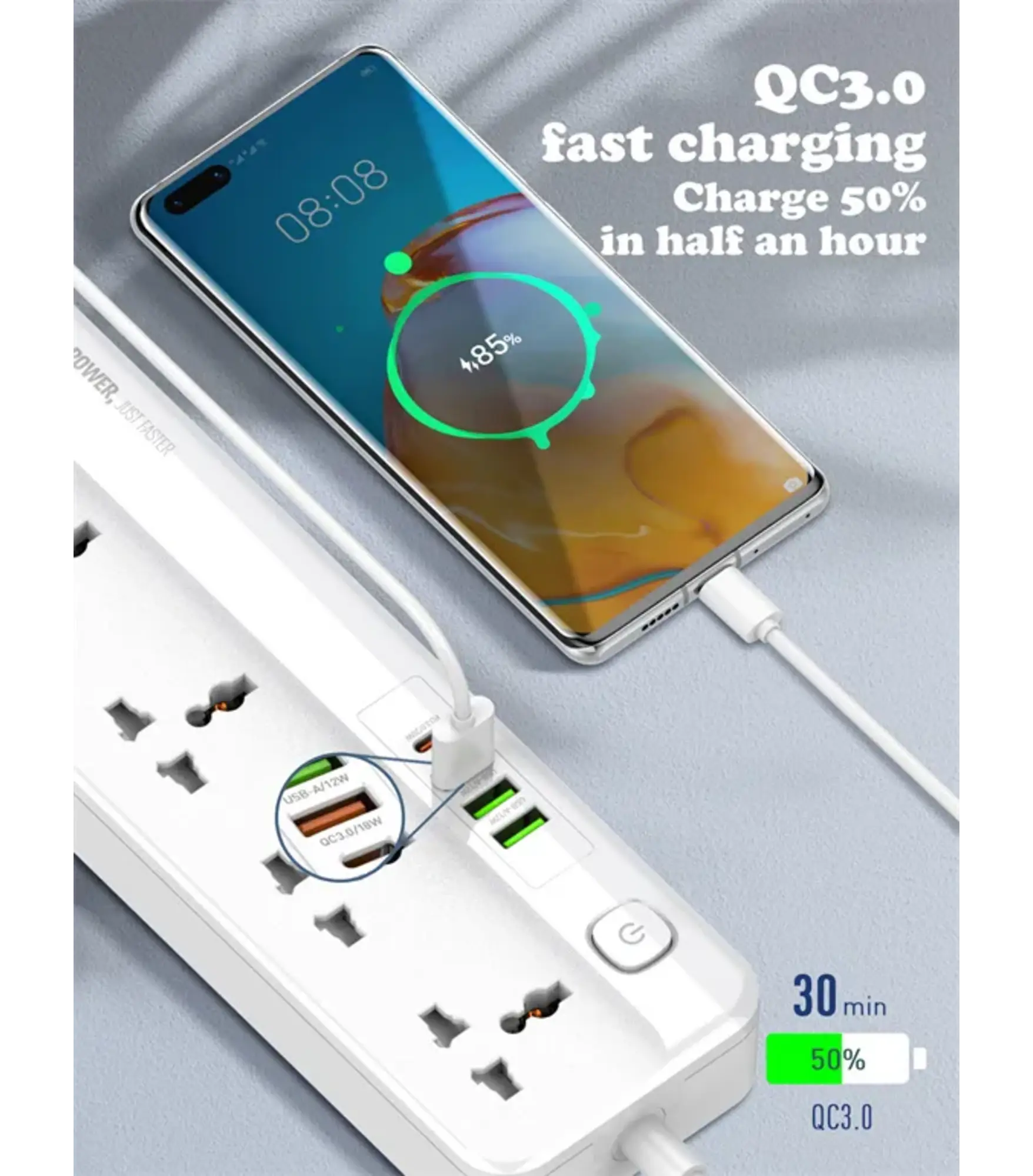LDNIO SC5415 20W Power Strip with 5 Universal AC Outlets and 4 USB Charging Ports - متجر TT Tab للتقنيات الحديثة