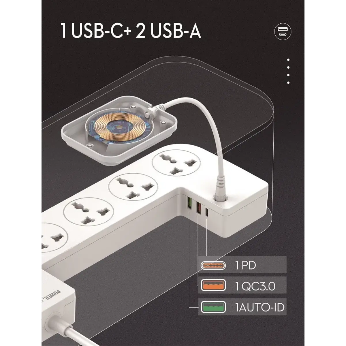LDNIO SCW5354 Power Strip Box with 5 AC Outlets & 20W USB-C PD & 15W Wireless Charging - متجر TT Tab للتقنيات الحديثة