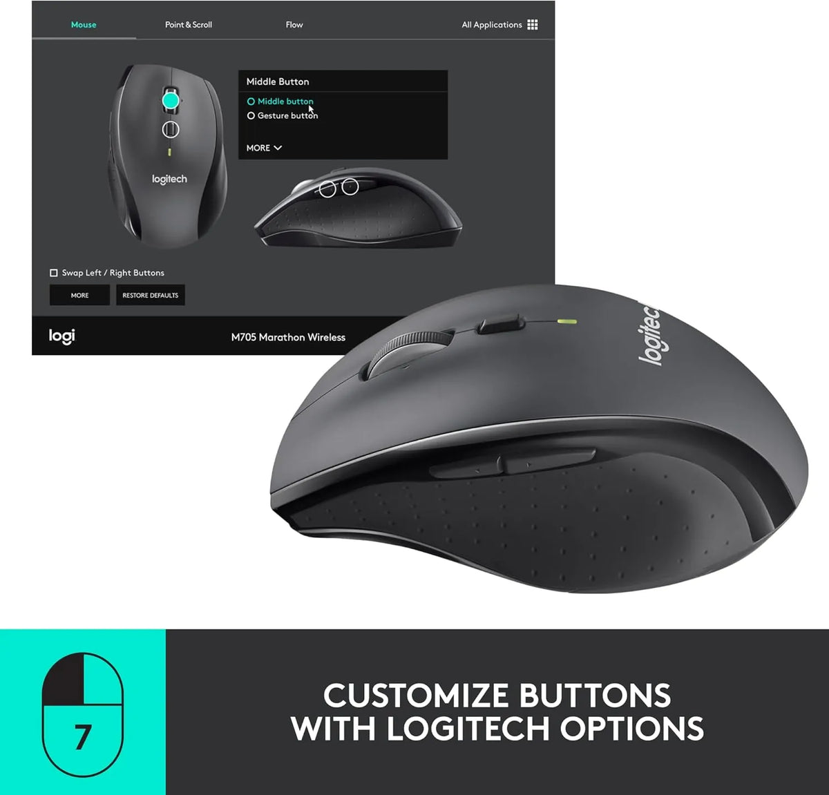 Logitech M705 Marathon Wireless Mouse with Hyper-Fast Scrolling & Tilt wheel - متجر TT Tab للتقنيات الحديثة