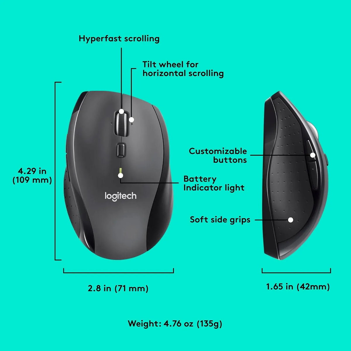 Logitech M705 Marathon Wireless Mouse with Hyper-Fast Scrolling & Tilt wheel - متجر TT Tab للتقنيات الحديثة