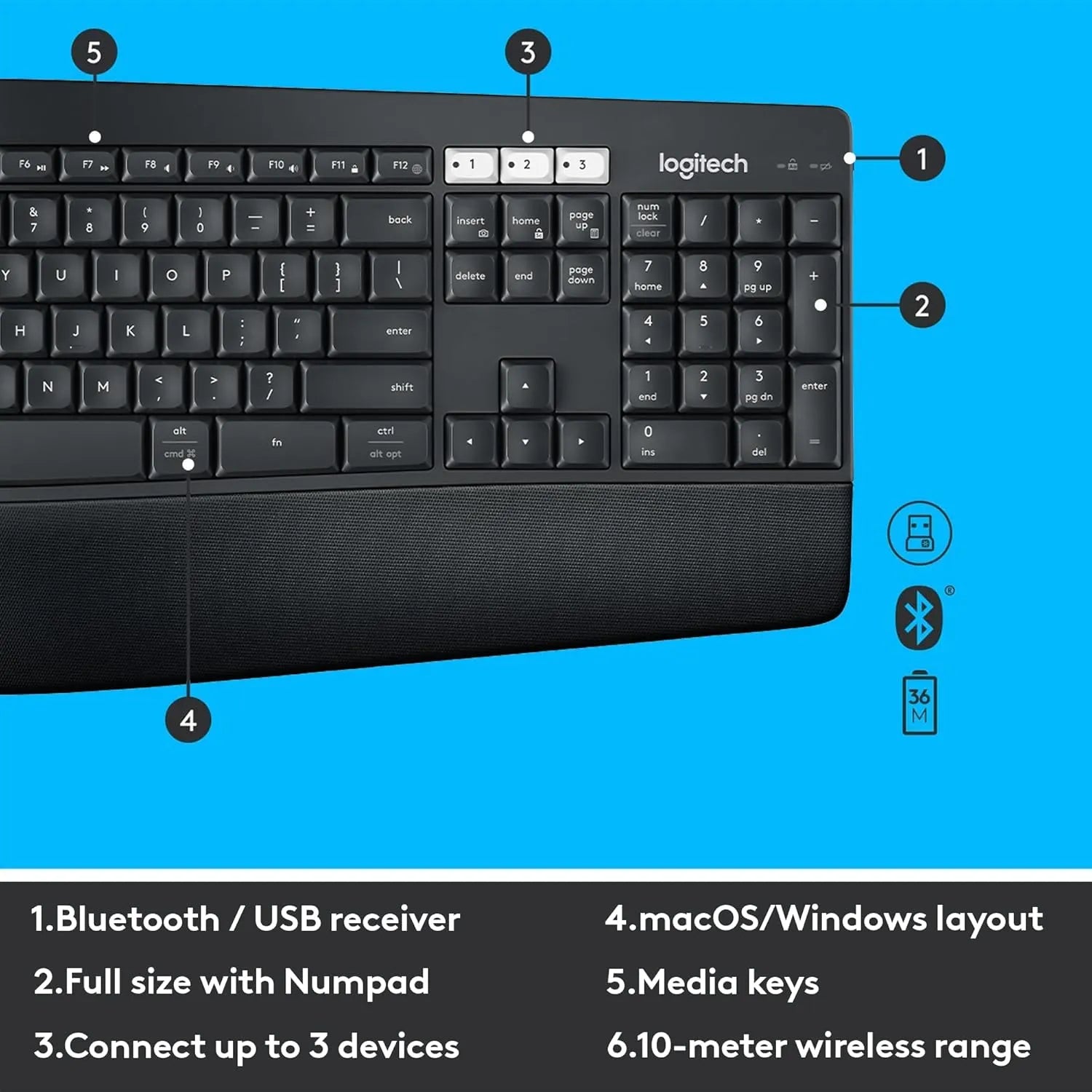 Logitech MK850 Performance Wireless Keyboard & Mouse Combo with Multi-Device Pairing - متجر TT Tab للتقنيات الحديثة