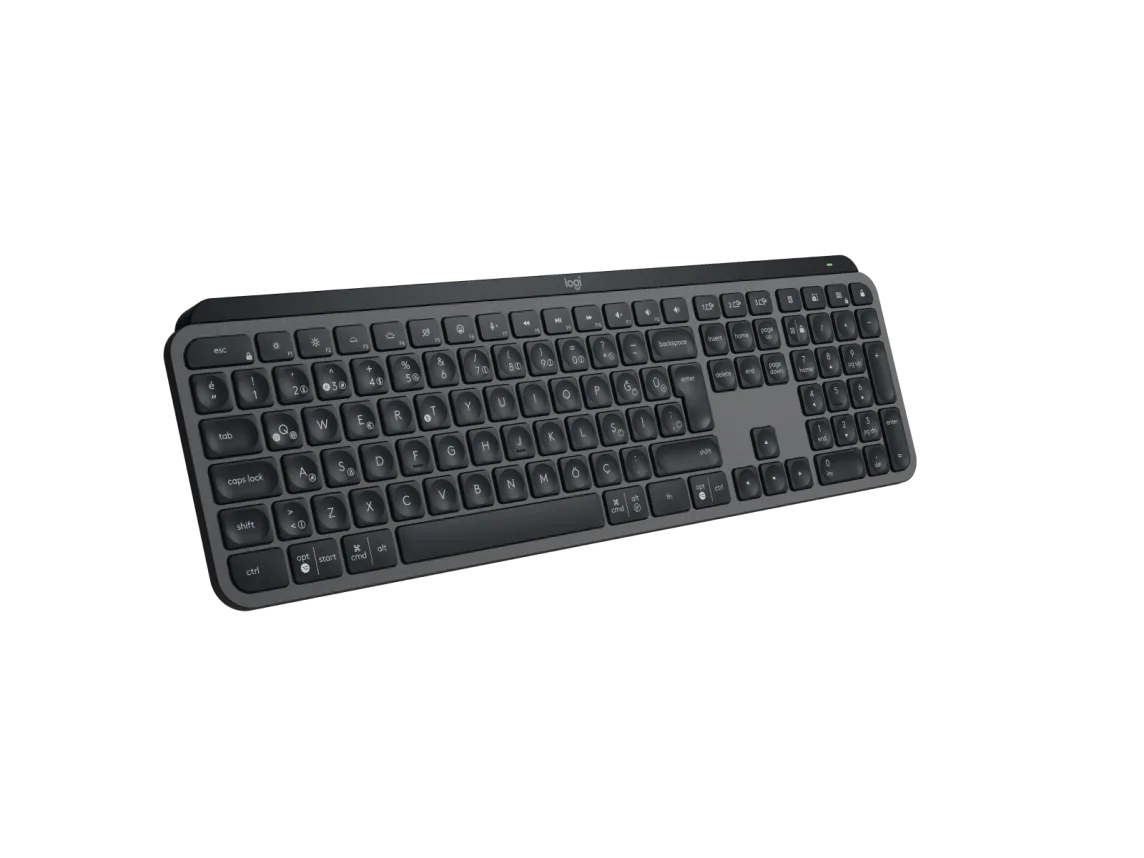 Logitech MX Keys S wireless and Bluetooth keyboard with backlit keys, in black color.