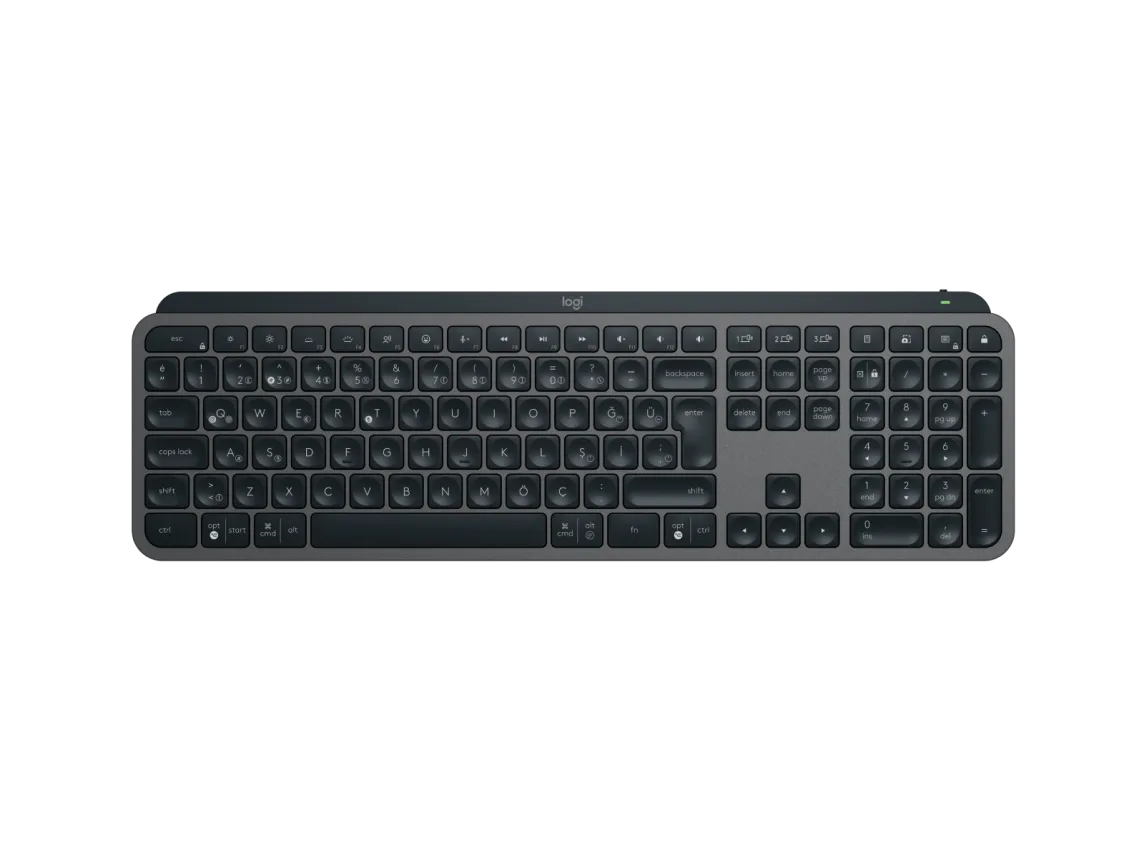 Logitech MX Keys S wireless and Bluetooth keyboard with backlit keys, in black color.