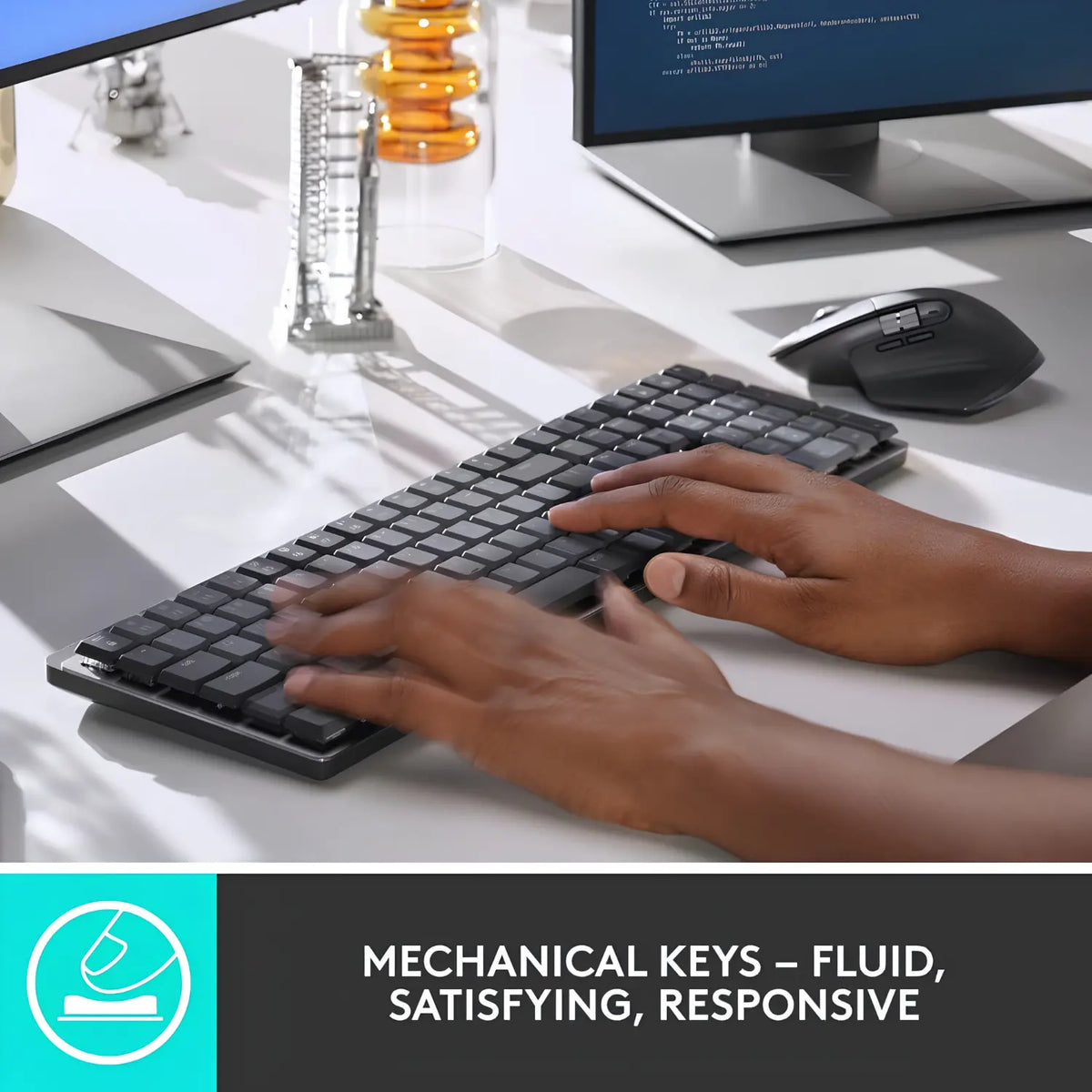 Logitech MX Mechanical Wireless and Bluetooth Keyboard Backlit Rechargeable - متجر TT Tab للتقنيات الحديثة