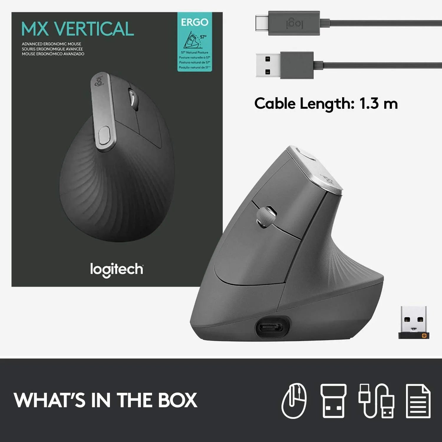Logitech MX Vertical Wireless Mouse Rechargeable - للتقنيات الحديثة TT TAB متجر