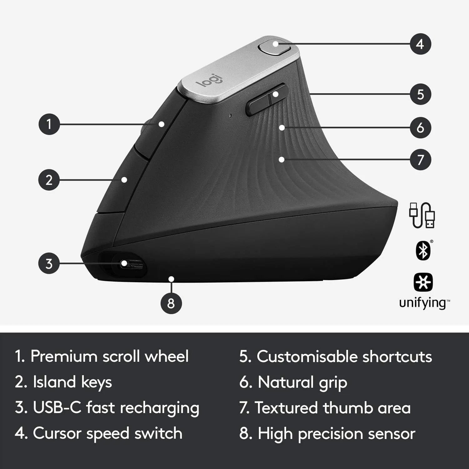 Logitech MX Vertical Wireless Mouse Rechargeable - للتقنيات الحديثة TT TAB متجر