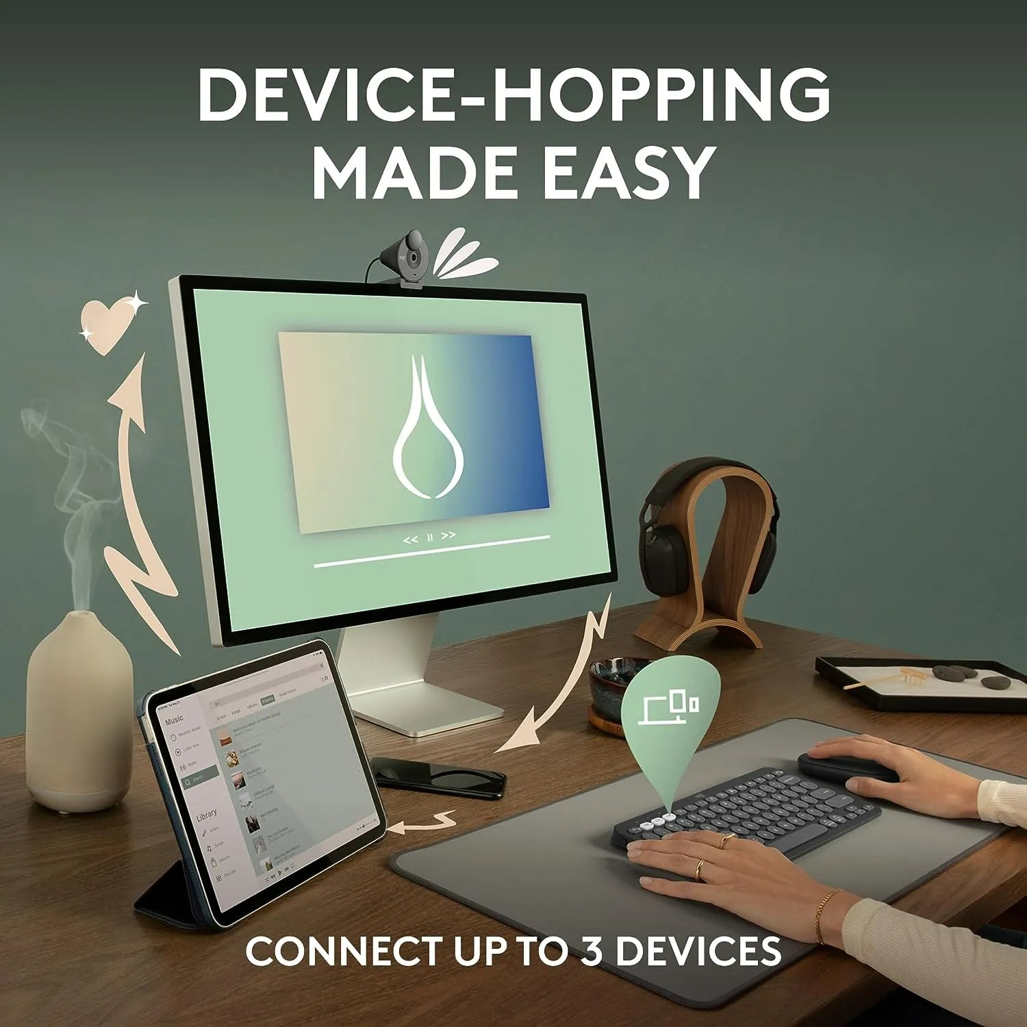 Logitech Pebble Keys 2 K380s Bluetooth Keyboard with customizable keys - للتقنيات الحديثة TT TAB متجر