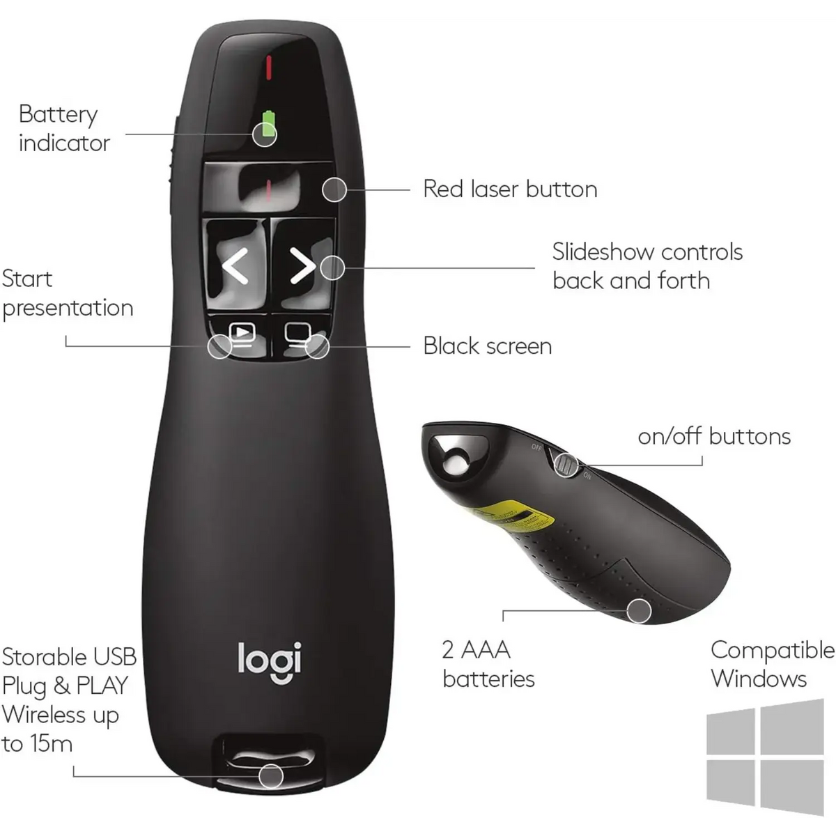 Logitech R400 Wireless Presenter Remote - للتقنيات الحديثة TT TAB متجر
