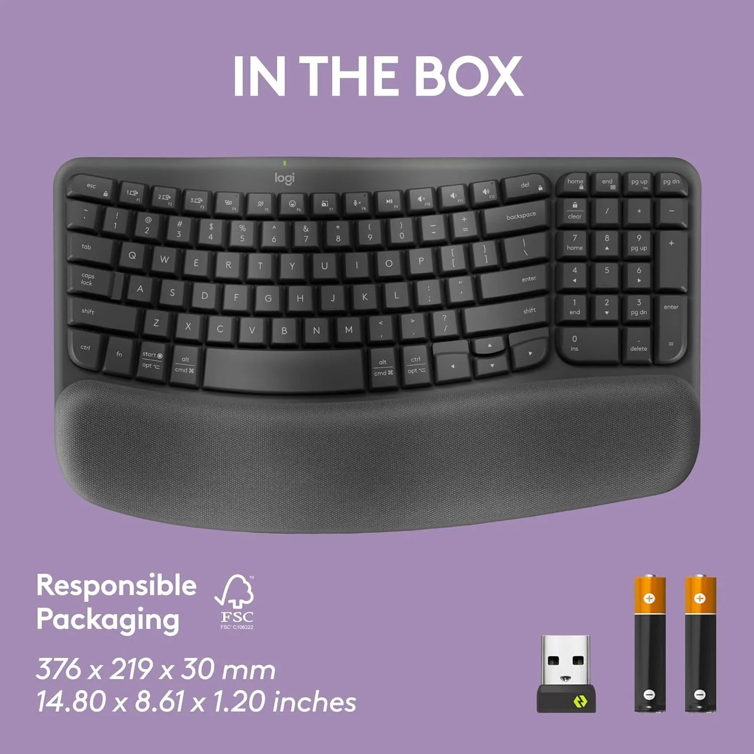 Logitech Wave Keys Wireless + Bluetooth Ergonomic Keyboard - للتقنيات الحديثة TT TAB متجر