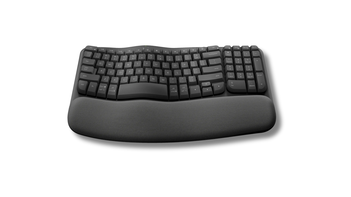 Logitech Wave Keys Wireless Ergonomic Keyboard with Cushioned Palm Rest - متجر TT Tab للتقنيات الحديثة