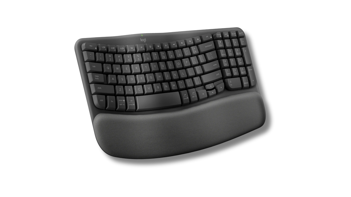 Logitech Wave Keys Wireless Ergonomic Keyboard with Cushioned Palm Rest - متجر TT Tab للتقنيات الحديثة