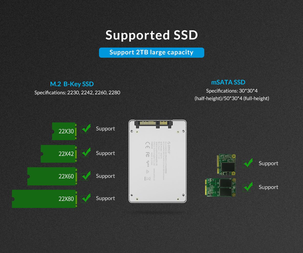 Orico MS2TS Adapter SSD M.2 NGFF/ mSATA to SATA 2.5