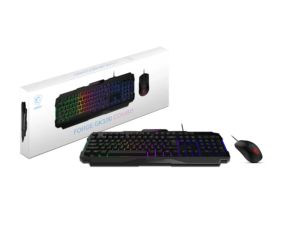 MSI Forge GK100 Combo Wired Gaming RGB Keyboard & Mouse - متجر TT Tab للتقنيات الحديثة