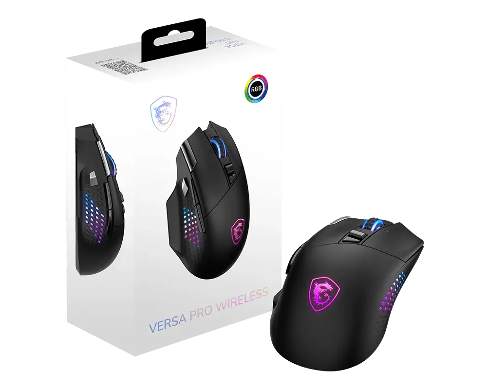 MSI VERSA PRO WIRELESS Gaming Mouse Tri-Mode Connectivity with 13 Programmable Buttons - متجر TT Tab للتقنيات الحديثة