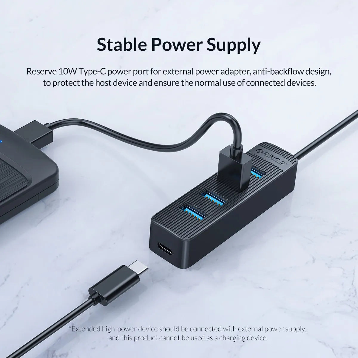 ORICO-TWC3-4A USB HUB 3.0 x4 with Type-C Cable - للتقنيات الحديثة TT TAB متجر