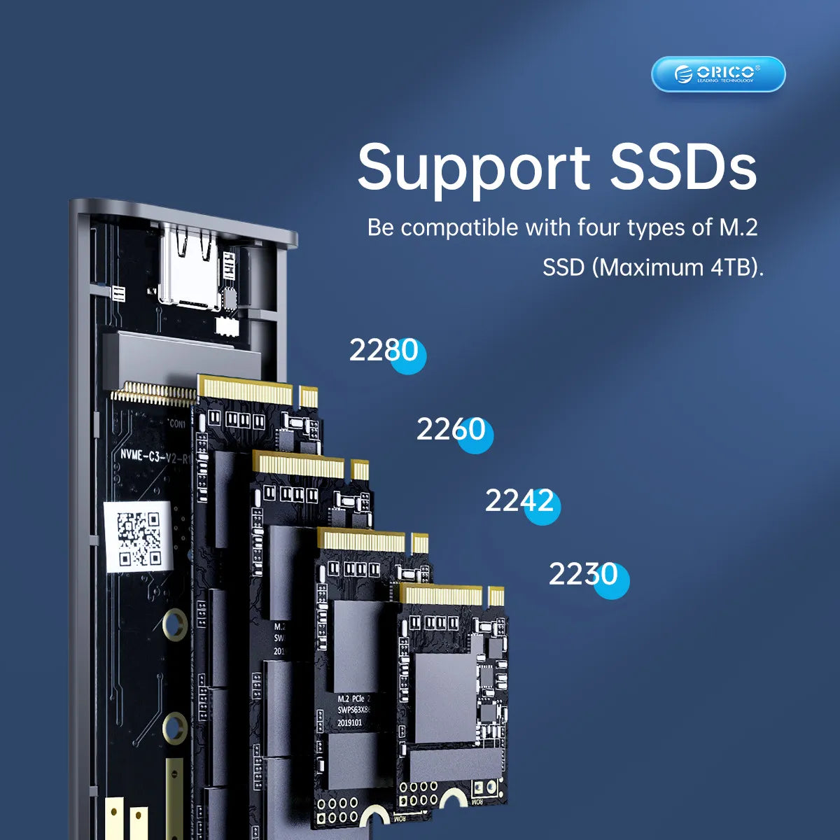 Orico AM2C3-2SN M.2 Enclosure Dual-Bay NVMe+NGFF - للتقنيات الحديثة TT TAB متجر