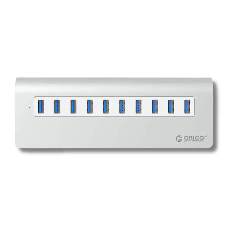 Orico Aluminum H3H10 10-Port USB3.0 HUB with 1m Data Cable - متجر TT Tab للتقنيات الحديثة