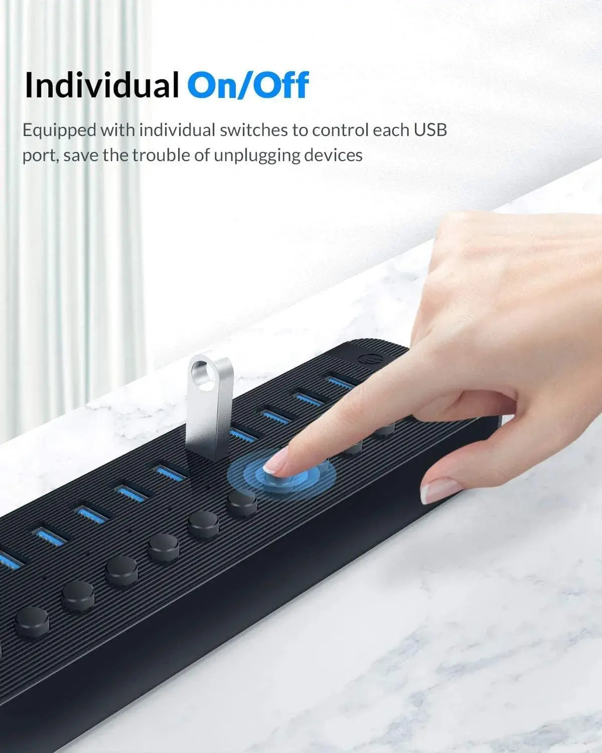 Orico CT2U3-10AB USB HUB 10 Port 3.0 with Individual On/Off Switches - للتقنيات الحديثة TT TAB متجر
