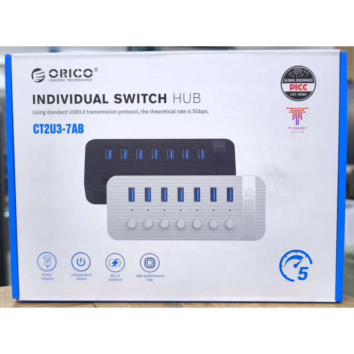 Orico CT2U3-7AB USB HUB 7 Port 3.0 with Individual On/Off Switches - للتقنيات الحديثة TT TAB متجر