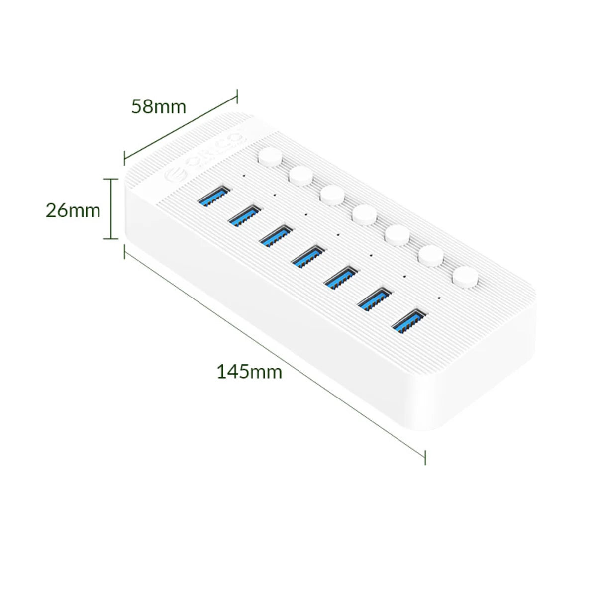 Orico CT2U3-7AB USB HUB 7 Port 3.0 with Individual On/Off Switches - للتقنيات الحديثة TT TAB متجر