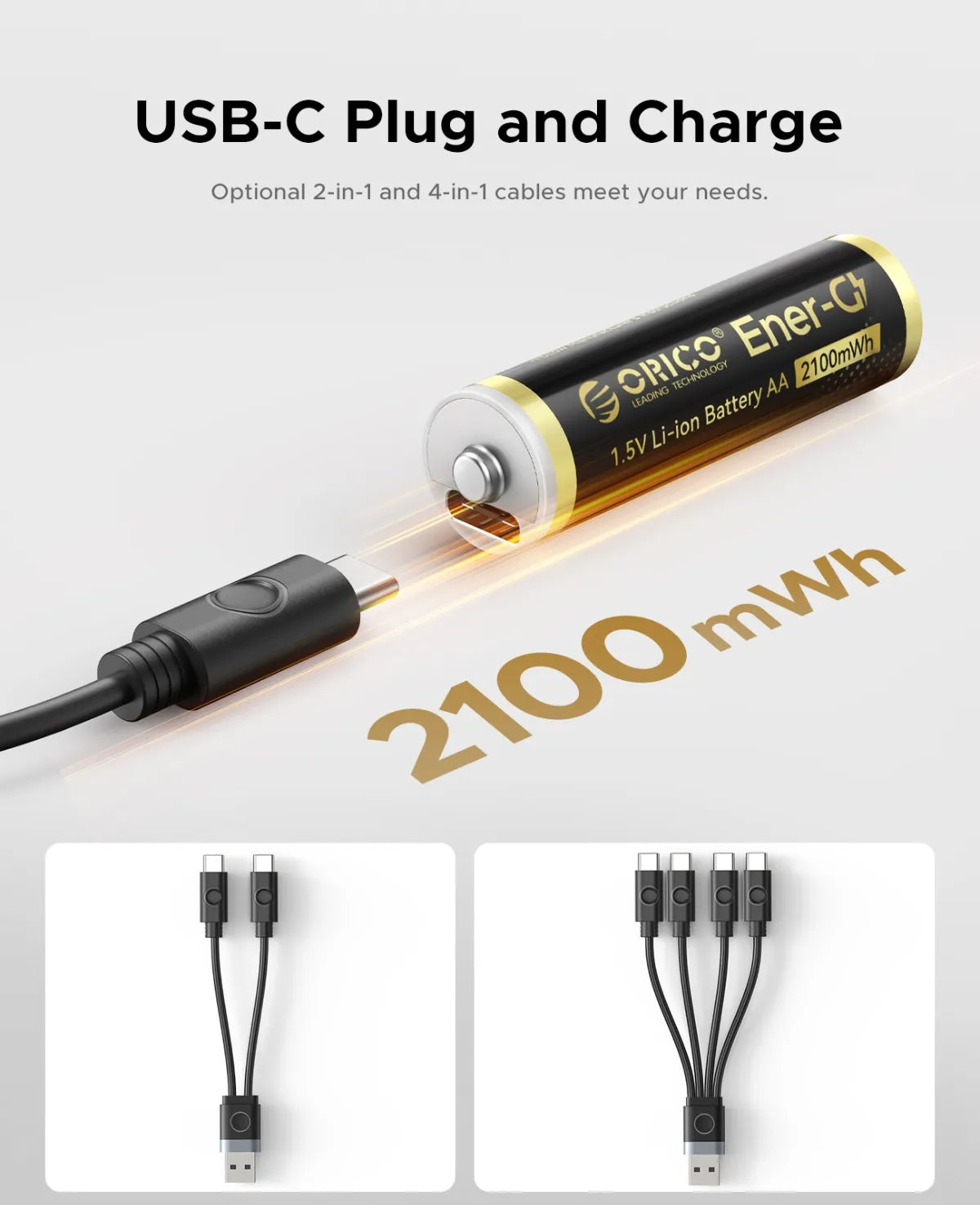 Orico EG5C Ener-G Li-ion AA Battery 4-Pack - متجر TT Tab للتقنيات الحديثة