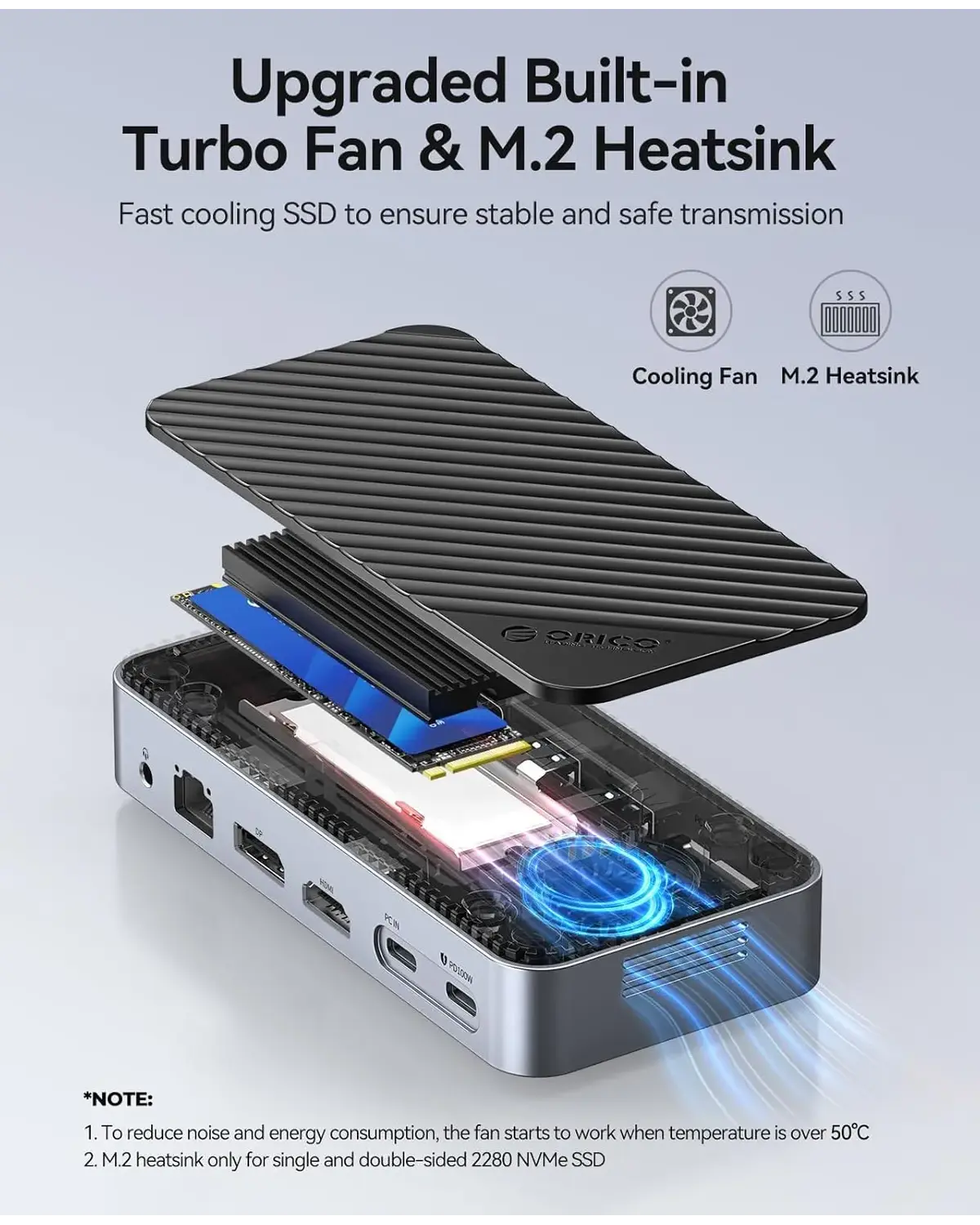 Orico M2P11 12-in-1 Docking Station Support 8K@30Hz with M.2 NVMe/SATA SSD Enclosure - متجر TT Tab للتقنيات الحديثة