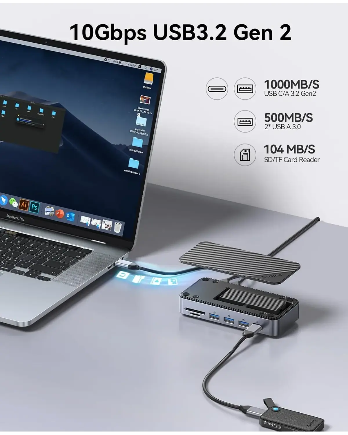 Orico M2P11 12-in-1 Docking Station Support 8K@30Hz with M.2 NVMe/SATA SSD Enclosure - متجر TT Tab للتقنيات الحديثة