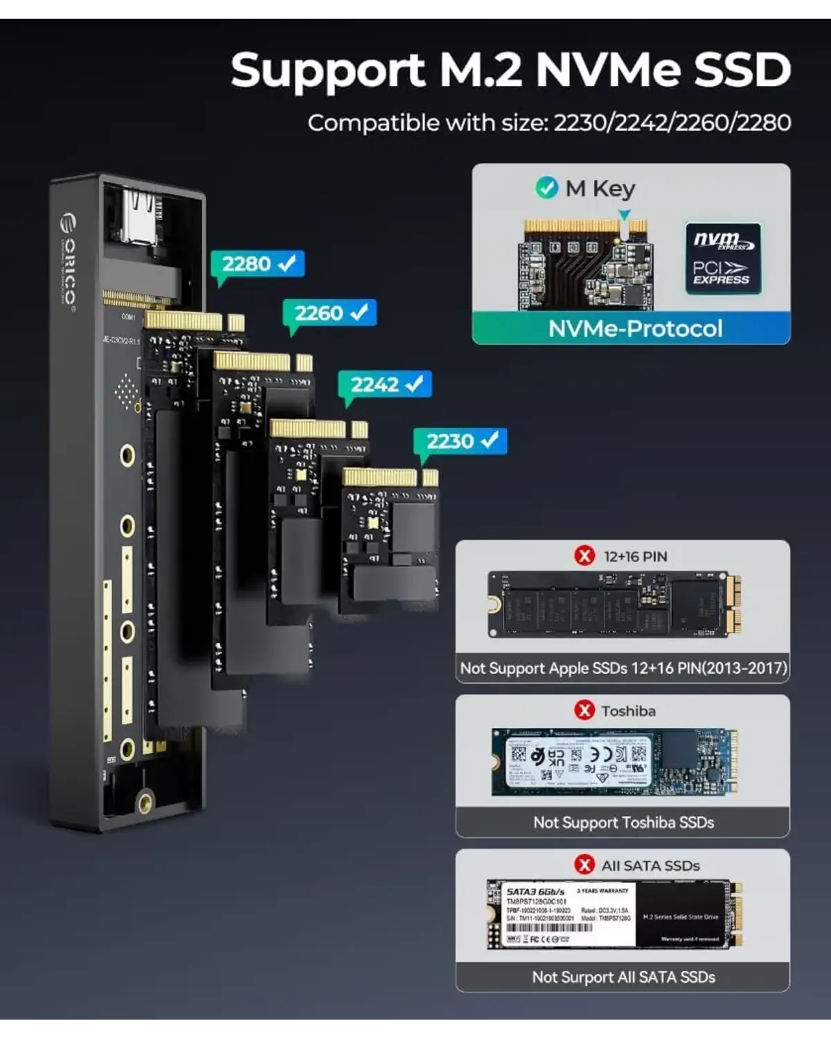 Orico M2PV-C3 M.2 NVMe SSD Enclosure - متجر TT Tab للتقنيات الحديثة